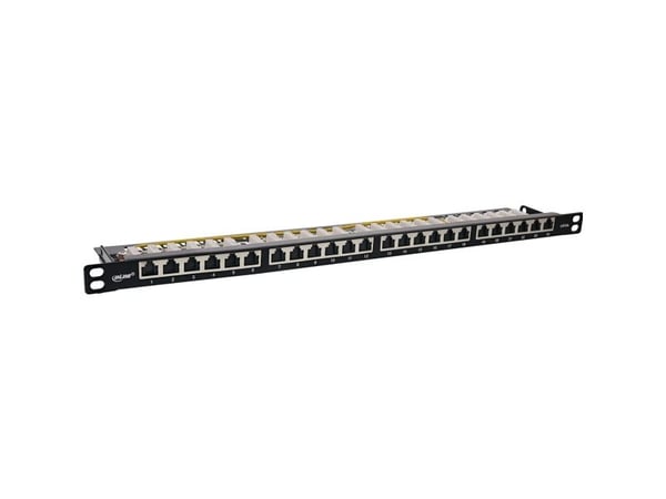 InLine 76824M, RJ45, Cat6a, Rackmontering, 0.5U, Svart, 88 x 482 x 23 mm