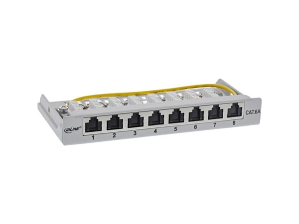 InLine 76818A, RJ45, Cat6a, Veggmontering, 0.5U, Grå, 80 x 158 x 22 mm