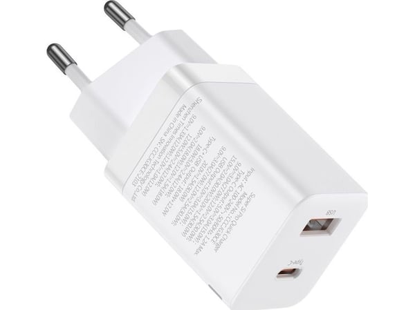 Baseus Super Si Pro snabb laddare USB + USB-C 30W (vit)