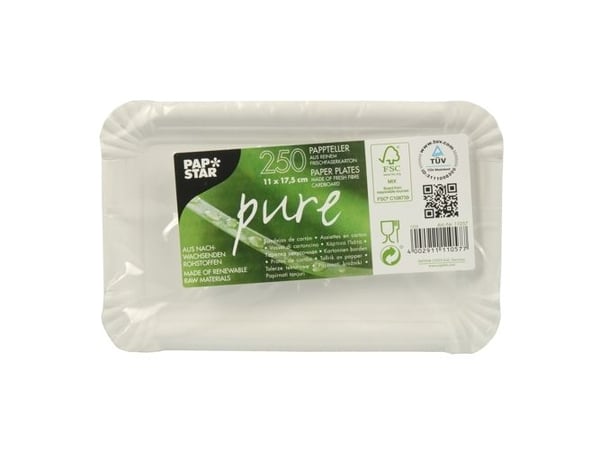 Papstar 11057, Rektangulær, Papir, Hvit, 175 mm, 110 mm, 4,3 g