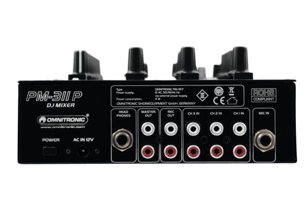 Omnitronic 10006879, 3 kanaler, 4 W, Svart