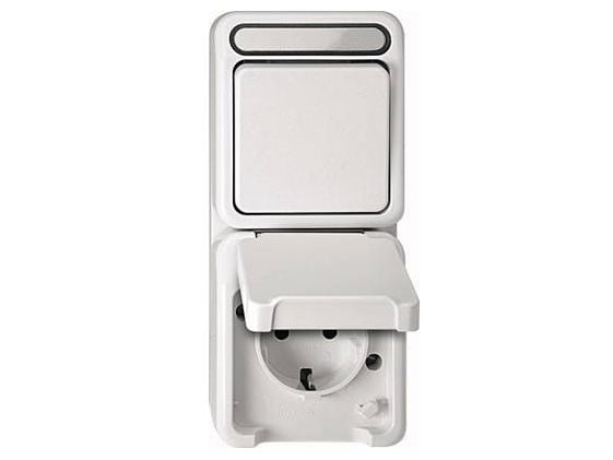 Merten MEG3494-8019, CEE 7/3, CEE 7/4, Valkoinen, IP44, 250 V, 16 A