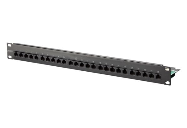 METZ CONNECT 130814-0203-E. støttede kabeltyper: Cat3. Farge på produkt: Svart, Materiale: Stål, Rackkapasitet: 1U (130814-0203-E)