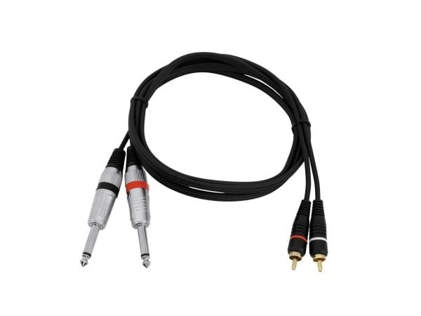 Omnitronic 30225213, 2 x 6.35mm, Hankjønn, 2 x RCA, Hankjønn, 1,5 m, Sort