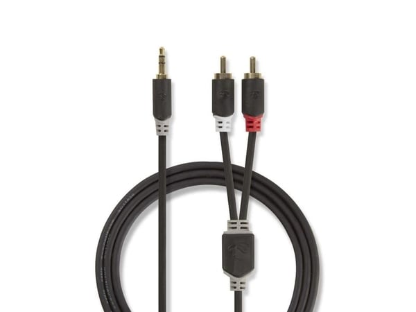 Nedis - Lydkabel - mini-phone stereo 3.5 mm hann til RCA hann - 5 m - antrasitt - rund