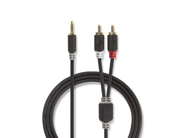 Nedis CABW22200AT05, 3.5mm, Hanstik, 2 x RCA, Hanstik, 0,5 m, Anthracit