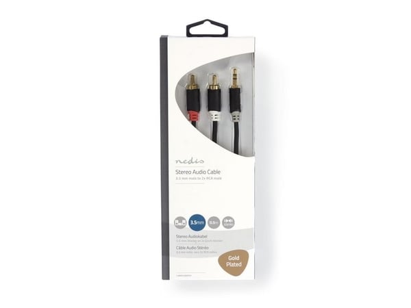 Nedis CABW22200AT05, 3.5mm, Hanstik, 2 x RCA, Hanstik, 0,5 m, Anthracit
