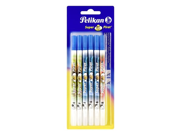 Pelikan blekkviskere Super Pirat 850F/B, blisterkort på 6, to tips - slett og korriger, sletter kongeblått - 1 stk (306696)
