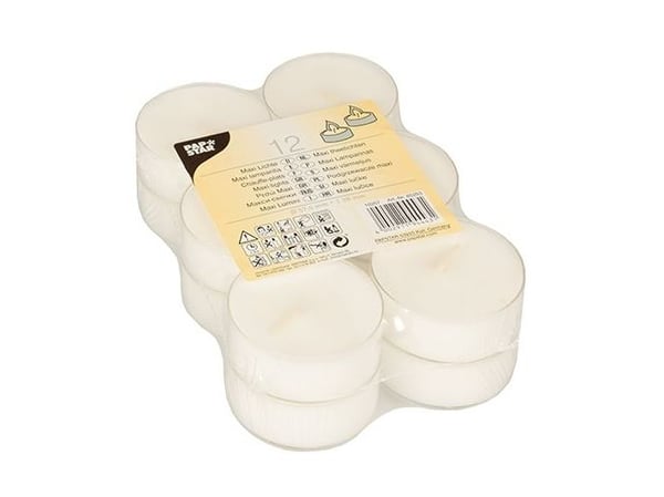 Papstar 85203, Rund, Hvit, 8 timer, 12 stykker