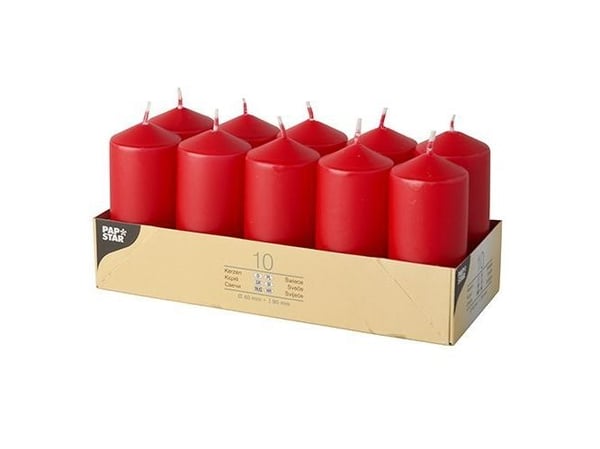 Papstar 17918, Cylinder, Röd, 9 h, 10 styck