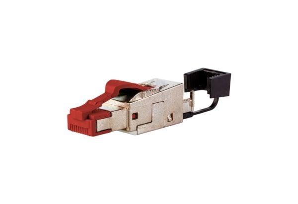 METZ CONNECT - Nettverkkontakt - RJ-45 (hann) straight - skjermet - halogenfri, uten hindringer - rød