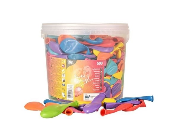 Papstar Balloons Ø 19 cm colours assorted in box, Toy balloon, Gummi, Assorterte farger, Oval, 600 mm, 19 cm