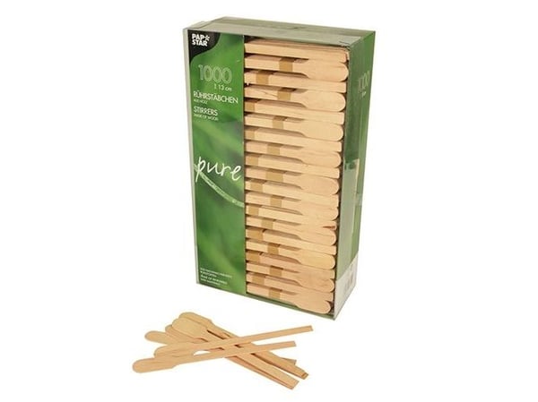 Papstar 16715, Disposable stirring sticks, Tre, Naturlig, 130 mm, 1000 stykker
