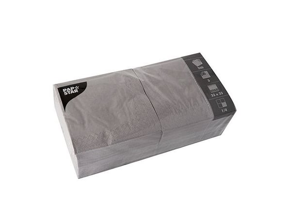 PAPSTAR lautasliinat, 330 x 330 mm, 3-kertainen, harmaa 1/4-taitto, pehmopaperi, kutistepakkauksessa - 1 kpl (87448)