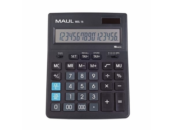 MAUL MXL 16, Skrivbord, Display, 16 siffror, 1 linjer, Batteri, Svart
