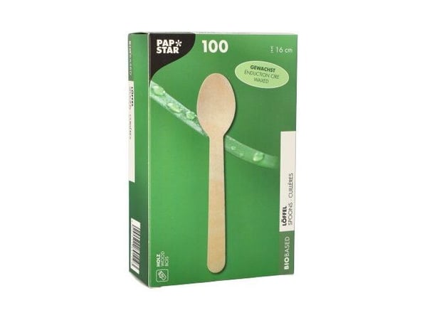Papstar 89119, Engangsskje (suppeskje), Tre, Naturlig, 160 mm, 100 stykker
