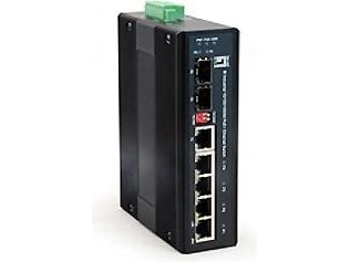 LevelOne IES-0610 - Switch - ikke-styrt - 4 x 10/100/1000 (PoE+) + 1 x Gigabit SFP + 1 x kombo-Gigabit SFP - DIN-skinnemonterbar - PoE+ - DC-strøm