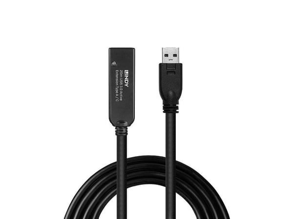 Lindy 43375, 20 m, USB A, USB A, USB 3.2 Gen 1 (3.1 Gen 1), Svart