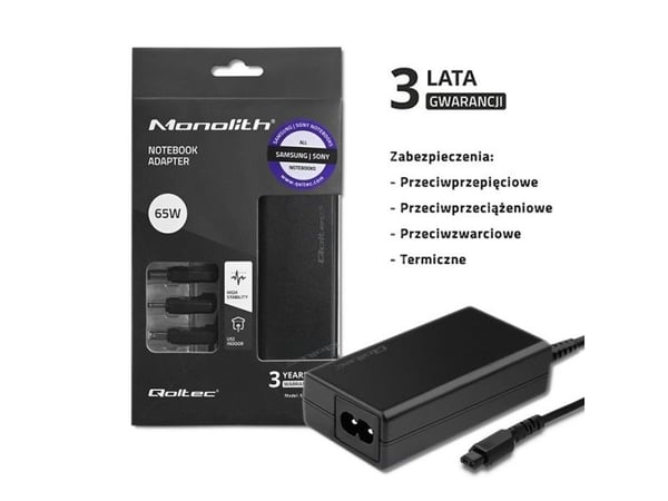 QOLTEC 52415 strømadapter for Samsung Sony 65W / 3 plugger / strømkabel