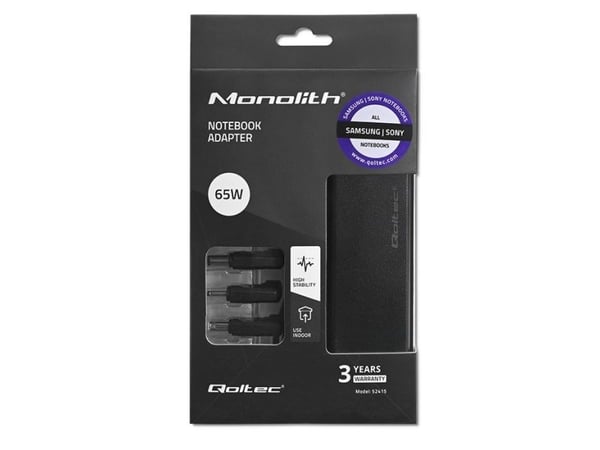 QOLTEC 52415 strømadapter for Samsung Sony 65W / 3 plugger / strømkabel