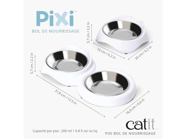 CATIT PIXI MATSKÅL, DUBBEL, VIT