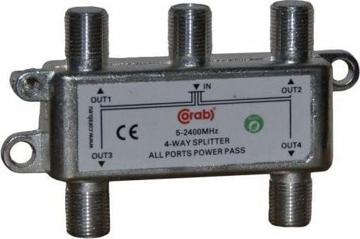 CORAB signaldeler splitter 5–2400 MHz, 4 utganger (Power Pass) CORAB signaldeler splitter 5–2400 MHz, 4 utganger (Power Pass)
