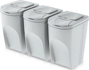 KEDEN sopsorteringslåda SORTIBOX 35L set 3 - popielaty