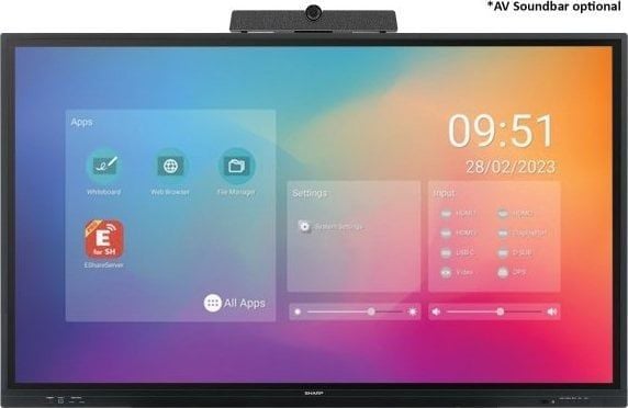 Sharp PN-LC752, Digital skiltingstavle (flatskjerm), 190,5 cm (75"), LCD, 3840 x 2160 piksler, Wi-Fi, 16/7