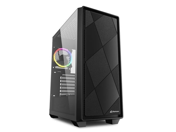 Sharkoon VS8 RGB - ATX-boks - sidepanel med vindu (herdet glass) - ingen strømforsyning - svart - USB/lyd