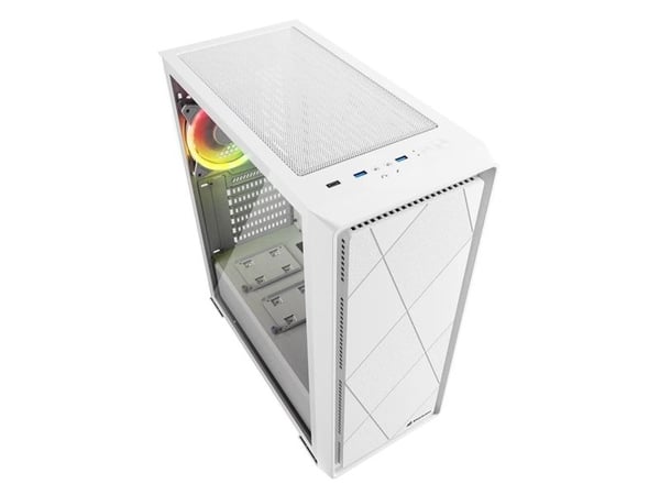 Sharkoon VS8 RGB - ATX-boks - sidepanel med vindu (herdet glass) - ingen strømforsyning - hvit - USB/lyd