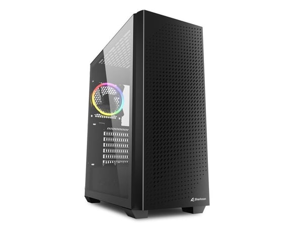 Sharkoon VS9 - ATX-boks - sidepanel med vindu (herdet glass) - ingen strømforsyning - svart - USB/lyd