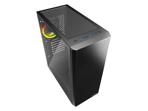 Sharkoon VS9 - ATX-boks - sidepanel med vindu (herdet glass) - ingen strømforsyning - svart - USB/lyd