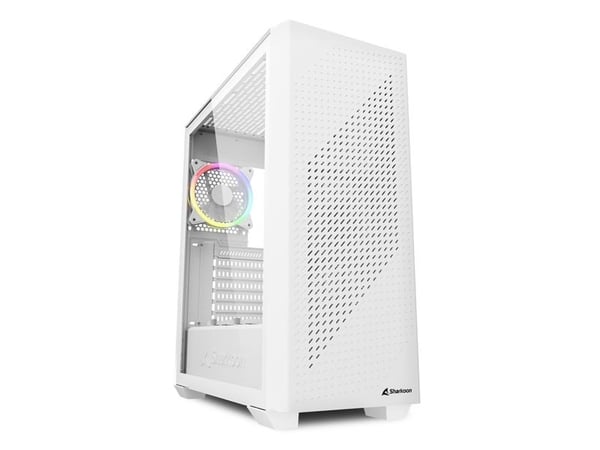 Sharkoon VS9 - ATX-boks - sidepanel med vindu (herdet glass) - ingen strømforsyning - hvit - USB/lyd