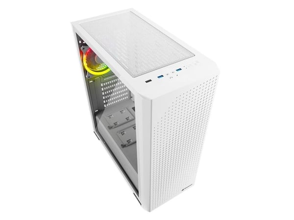 Sharkoon VS9 - ATX-boks - sidepanel med vindu (herdet glass) - ingen strømforsyning - hvit - USB/lyd