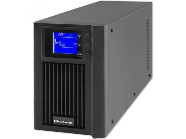 Qoltec UPS | On-line | Pure Sine Wave | 2kVA | 1.6kW | LCD | USB