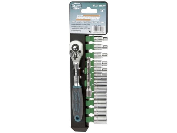 Brüder Mannesmann M29114 1/4 (6,3 mm) hylsysarja 4, 4.5, 5, 5.5, 6, 7, 8, 9, 10, 11, 12, 13, 14