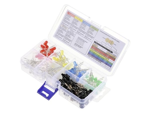 TRU COMPONENTS LED med kablar rund 5 mm 90 mcd (röd/gul/blå/gulgrön), varm/kallvit 420/2180/19000 mcd, 30° 20 mA 1.8/2.4/2.7 V