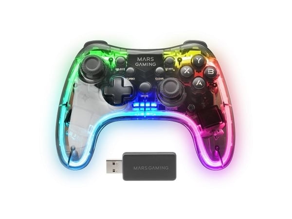 Mars Gaming MGP-24, Gamepad, Android, MAC, PC, PlayStation 4, Playstation 3, Xbox 360, D-pute, Turboknapp, Rød/grønn/blå, Trådløs, RF