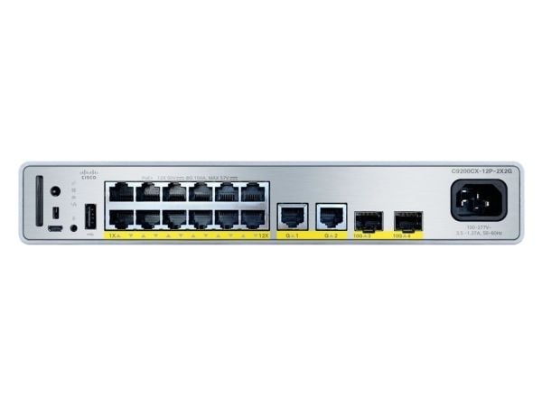 Cisco C9200CX-12P-2XGH-E, Hallittu, Gigabit Ethernet (10/100/1000), Power over Ethernet -tuki, Telineasennus