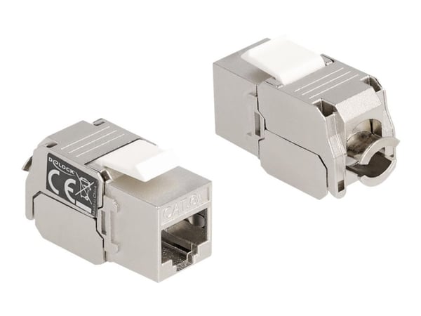 Delock - Trapetsjack - CAT 6a - RJ-45, LSA - vit, silver
