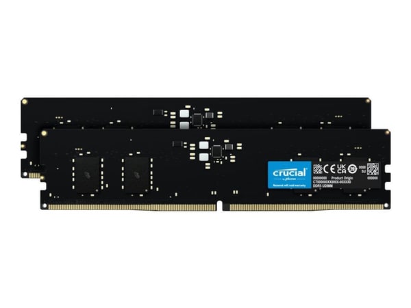 Crucial - DDR5 - sats - 16 GB: 2 x 8 GB - DIMM 288-pin - 5600 MHz / PC5-44800 - CL46 - 1.1 V - ej buffrad - on-die ECC - svart