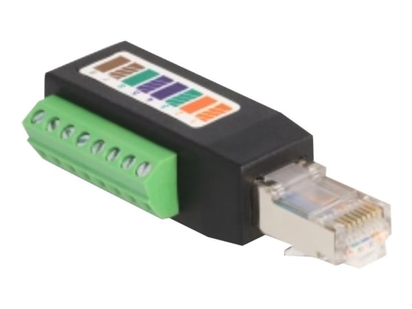Delock - Nettverksadapter - 8-pins terminalblokk (hann) vinklet til RJ-45 (hann) - UTP - CAT 5e - svart, grønn