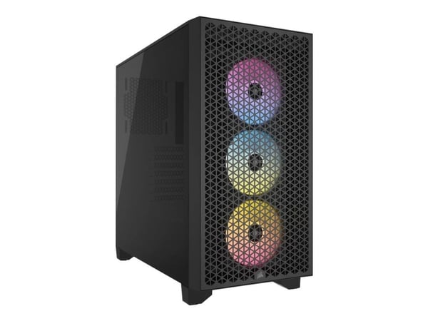 CORSAIR 3000D RGB AIRFLOW - Mid tower - utökad ATX - genomskinlig sidopanel (härdat glas) - ingen strömförsörjning (ATX) - svart - USB/ljud