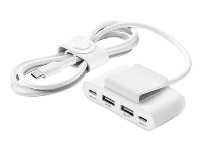 Belkin BoostCharge - Ladestripe - 4 utgangskontakter (2 x USB-C, 2 x USB) - hvit