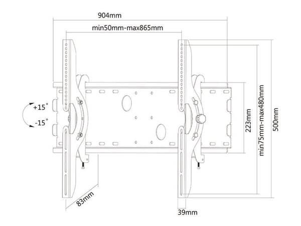 Neomounts PLASMA-W200 - Brakett - tipping - for flatpanel - sølv - skjermstørrelse: 37"-85" - veggmonterbar