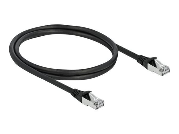 Delock - Koblingskabel - RJ-45 (hann) til RJ-45 (hann) - 1 m - 6 mm - S/FTP - CAT 6a - utendørs - svart