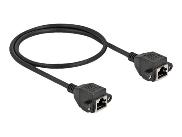 Delock - Nettverkskabel - RJ-45 (hunn) skrubar til RJ-45 (hunn) skrubar - 50 cm - S/FTP - CAT 6a - halogenfri - svart