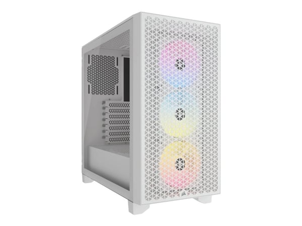 CORSAIR 3000D RGB AIRFLOW - Mid tower - utökad ATX - genomskinlig sidopanel (härdat glas) - ingen strömförsörjning (ATX) - vit - USB/ljud