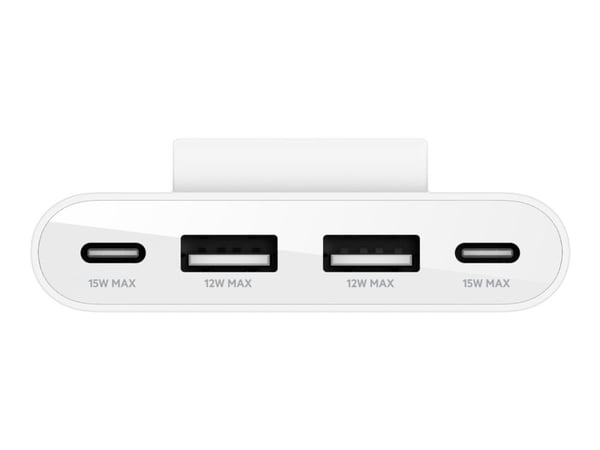 Belkin BoostCharge - Ladestripe - 4 utgangskontakter (2 x USB-C, 2 x USB) - hvit