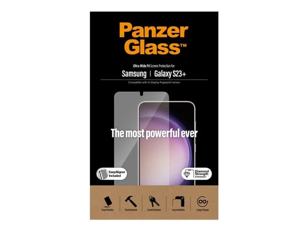 PanzerGlass - Skjermbeskyttelse for mobiltelefon - ultrabred passform - glass - for Samsung Galaxy S23+